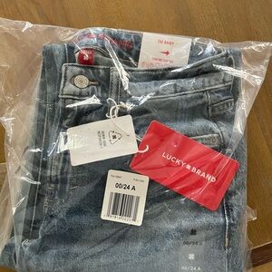 Lucky Brand Blue Flare Wide Leg Jeans with Distressed Details